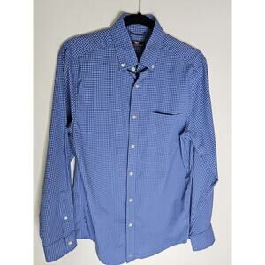 Vineyard Vines Performance Classic Fit Size S Blue Plaid Long Sleeve Golf Carrer